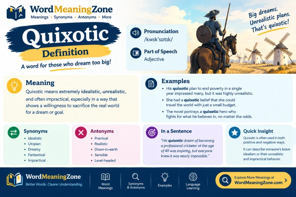 Quixotic Definition: Meaning, Pronunciation, Origin & Examples Explained Quixotic Definition
